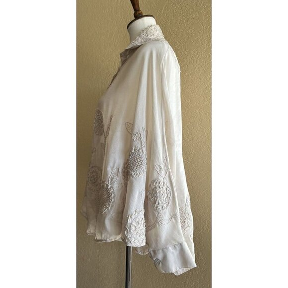 Wilster Women's  Beige Textured Loose Fit Lightweight Blouse One Size - Picture 4 of 9